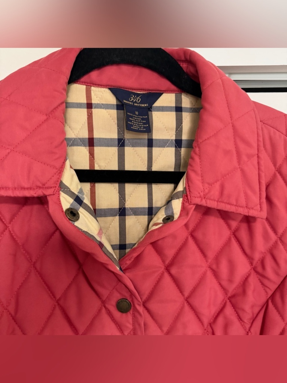 Brooks Brothers 346 Quilted Deep Coral Snap Down Jacket Size 10 - Picture 4 of 10